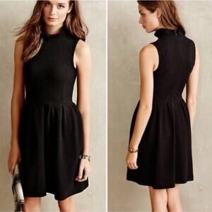 GANNI Pinnacle Mini Dress Medium Black Sleeveless Textured Mock Ruffle Neck Twee